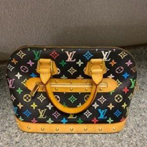 Louis Vuitton Alma Black Monogram Multicolore Canvas Tote